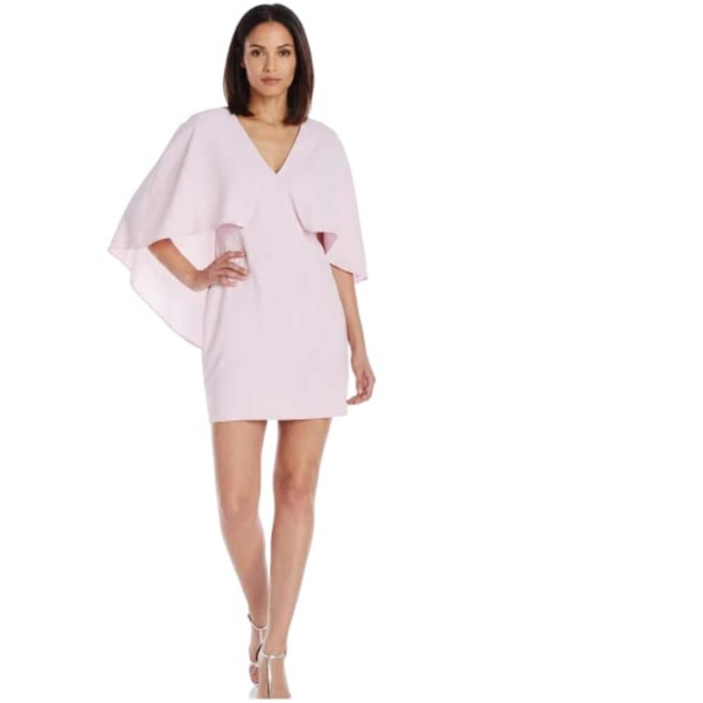 Halston Heritage Cape Overlay V-Neck Crepe Mini Dress Women's Size 2